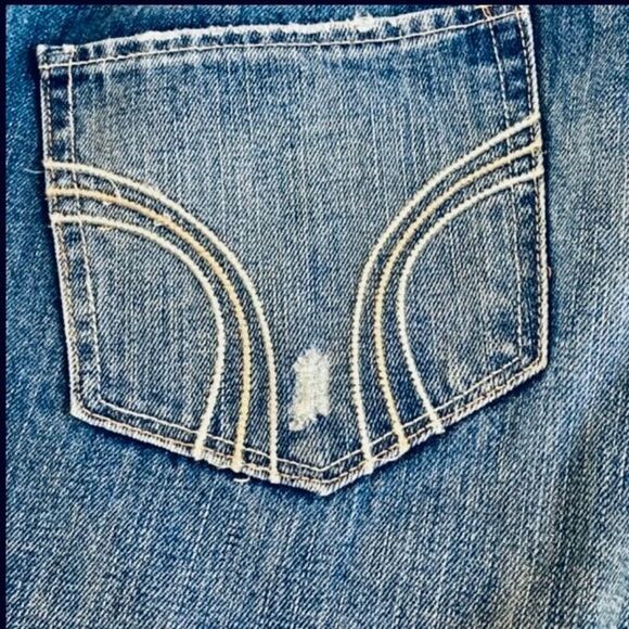 HOLLISTER Whisker Denim Blue Jeans Straight Leg Womens Size 11 - Picture 3 of 16